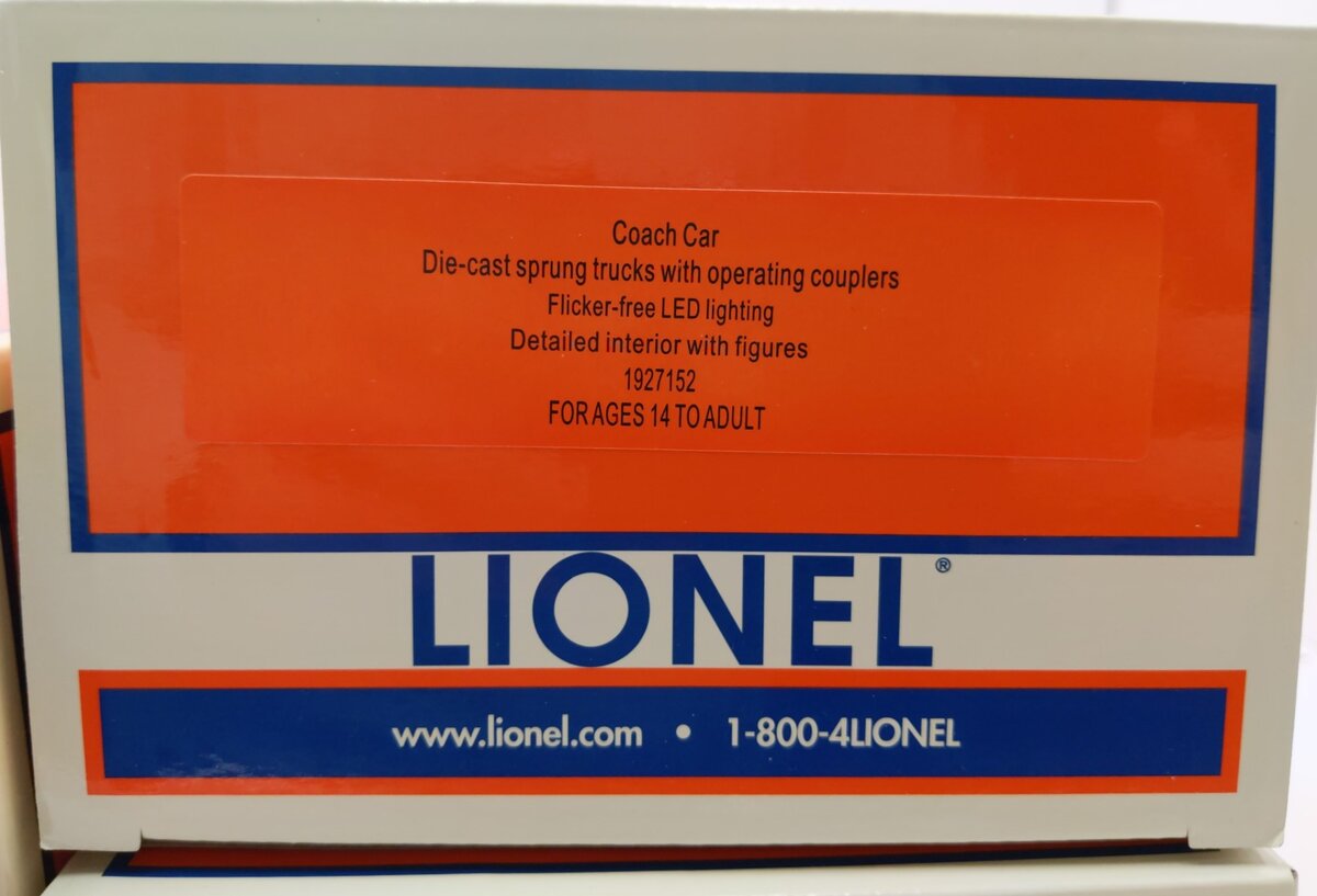 Lionel 1927150 O New York Central Pacemaker Add-On Car (Set of 2)
