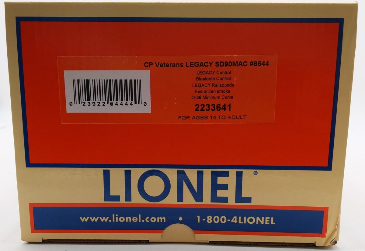 Lionel 2233641 O BTO CP Veterans SD90MAC Diesel Locomotive #6644 LN/Box