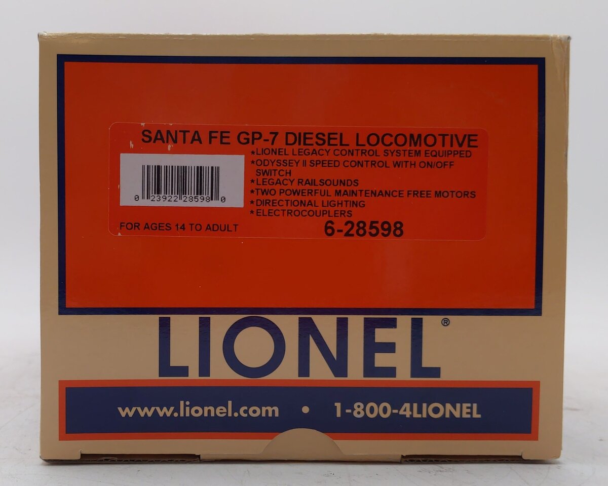 Lionel 6-28598 Santa Fe Zebra GP7 Diesel Locomotive #2791 EX/Box