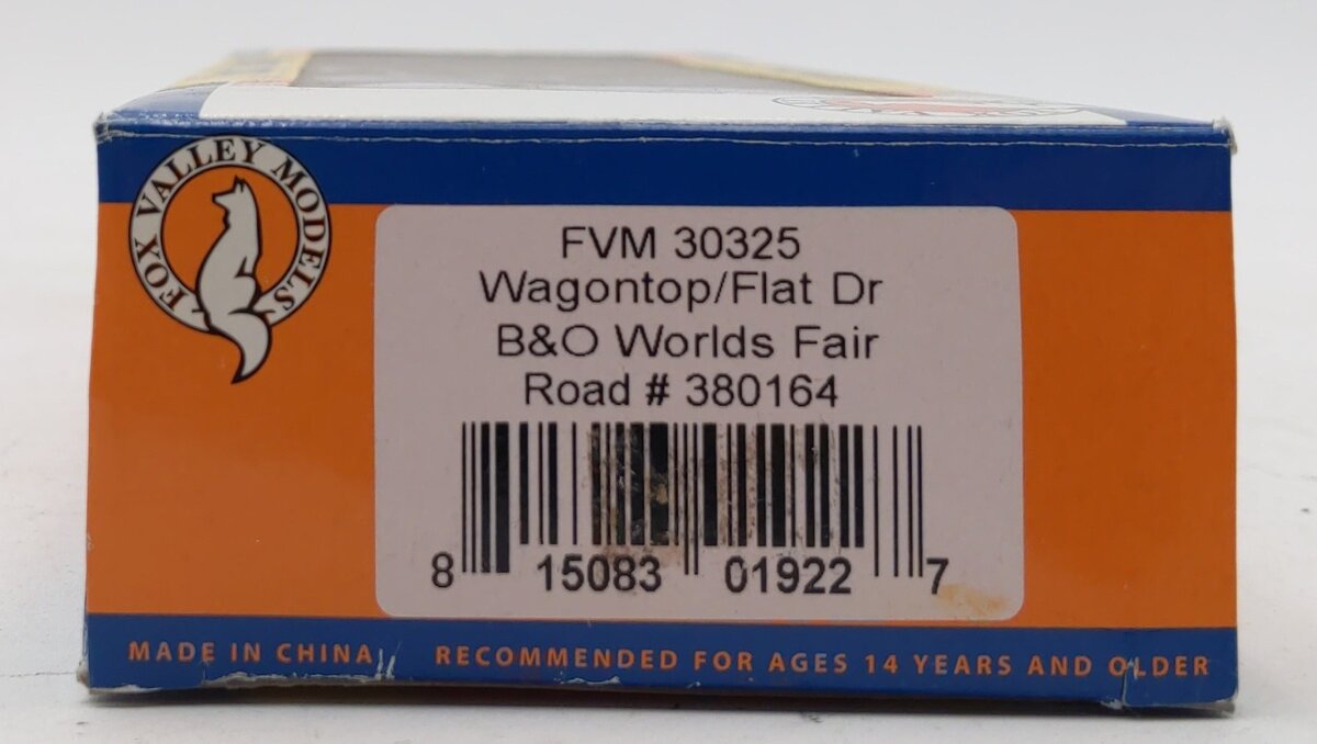 Fox Valley Models 30325 Baltimore & Ohio Wagontop/Flat Dr Worlds Fair #380164