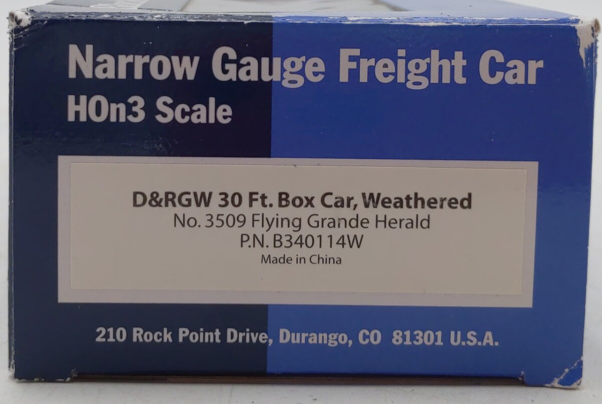Blackstone Models 340114W HOn3 DRGW 3000 Series 30' Weathered Boxcar #3509