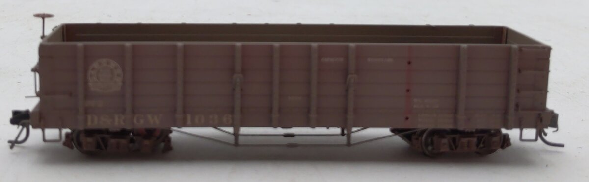 Blackstone Models 340402W HOn3 DRGW 1000 Ser. High Side Weathered Gondola #1036