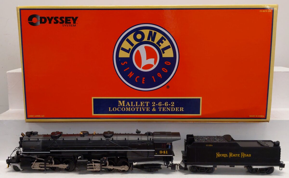 Lionel 6-28076 P O Nickel Plate Road 2-6-6-2 Steam Locomotive & Tender #941 EX/Box