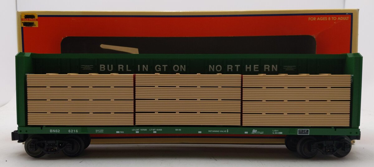 Lionel 6-17550 O Gauge I Beam Flatcar #6216 with Lumber Load