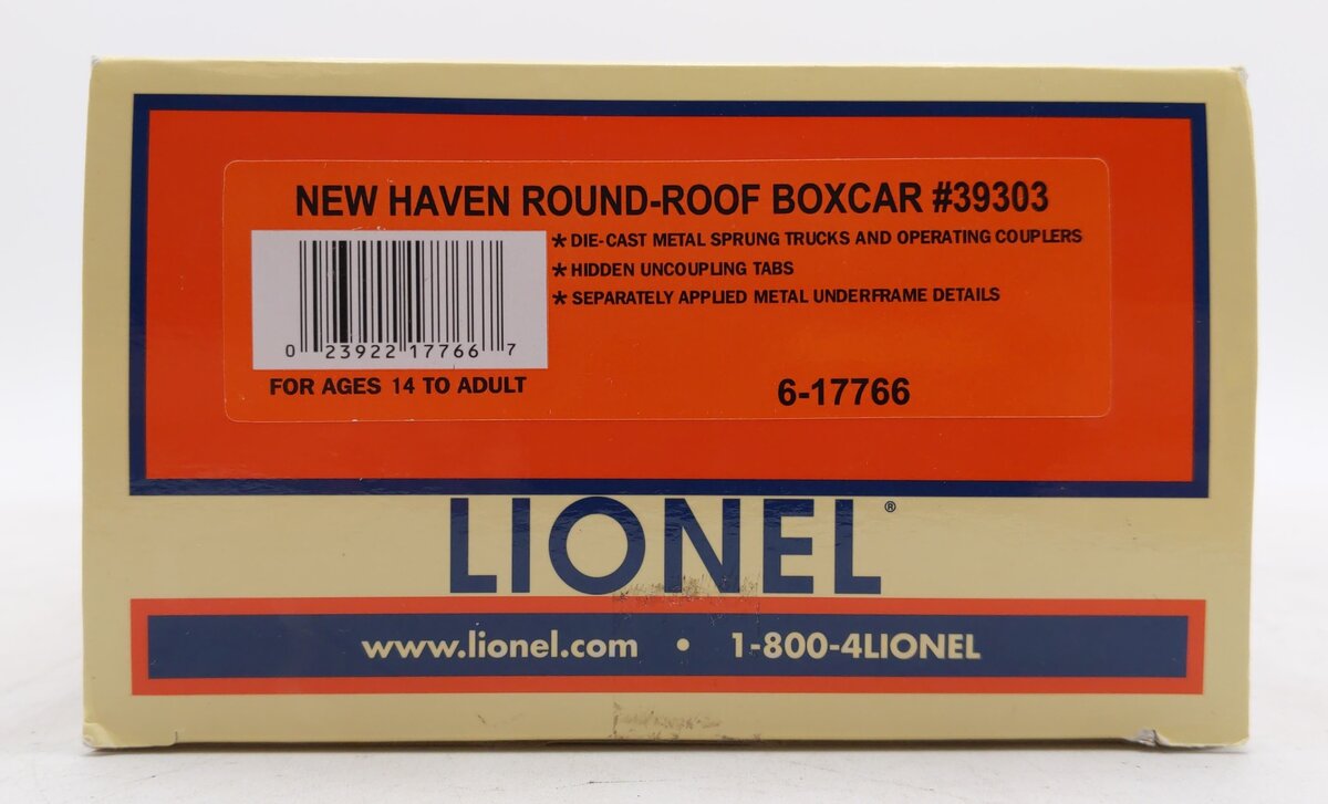 Lionel 6-17766 O Gauge New Haven Boxcar Round Roof #39303