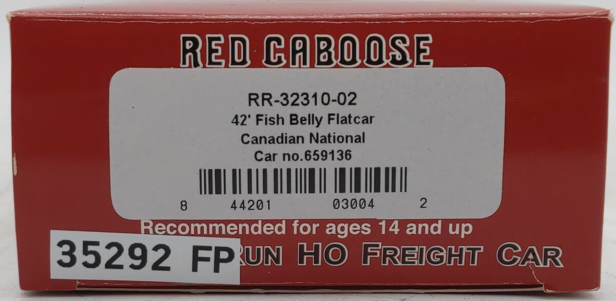 Red Caboose 32310-02 HO Canadian National 42' Fish Belly Flatcar #659136 NIB
