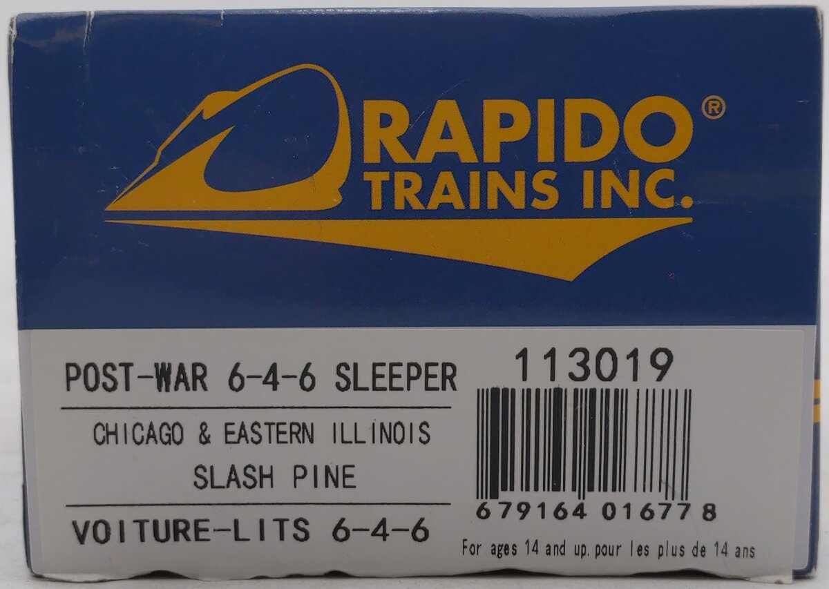 Rapido Trains 113019 HO Chicago & Eastern Illinois 6-4-6 Sleeper (Slash Pine)