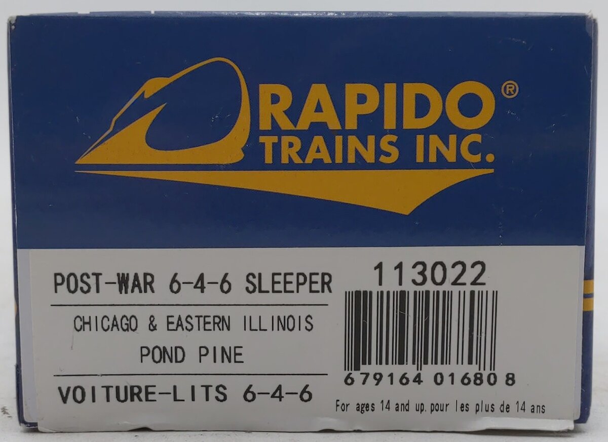 Rapido Trains 113022 HO Chicago & Eastern Illinois 6-4-6 Sleeper (Pond Pine)