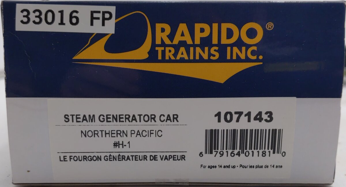 Rapido 107143 HO Northern Pacific Steam Generator Car #H-1