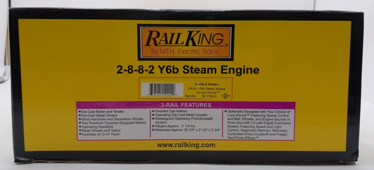 MTH 30-1163-0 O Norfolk & Western 2-8-8-2 Y6b Steam Engine #2195 with LocoSound LN/Box