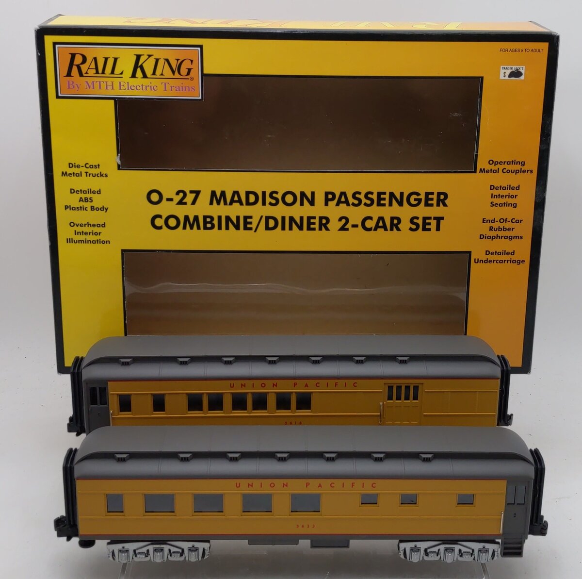 MTH 30-6253 O Union Pacific Madison Combo/Diner Set 3633/5616 (Set of 2) EX/Box