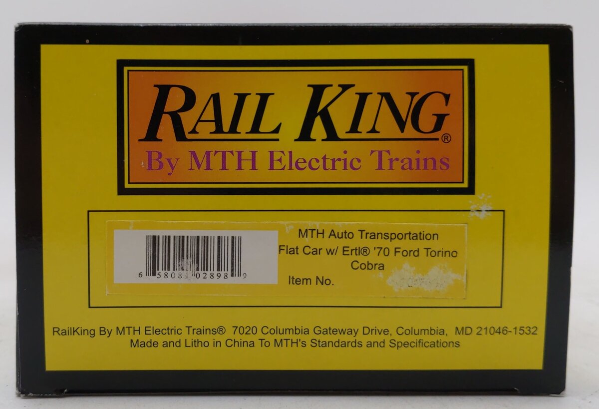 MTH 30-7692 O Gauge MTH Auto Transportation Flatcar w/ 2 Ertl '70 Ford Torinos LN/Box