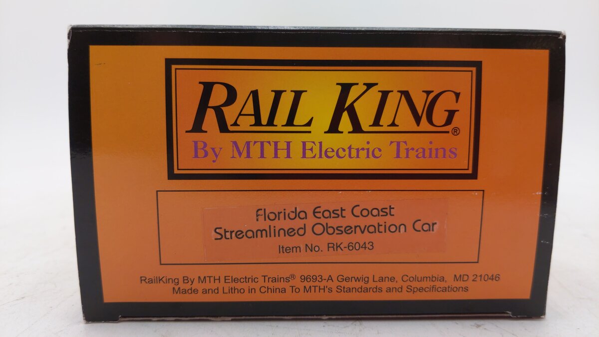 MTH 30-6043 O Gauge Florida East Coast Streamlined Observation Car #3300 LN/Box