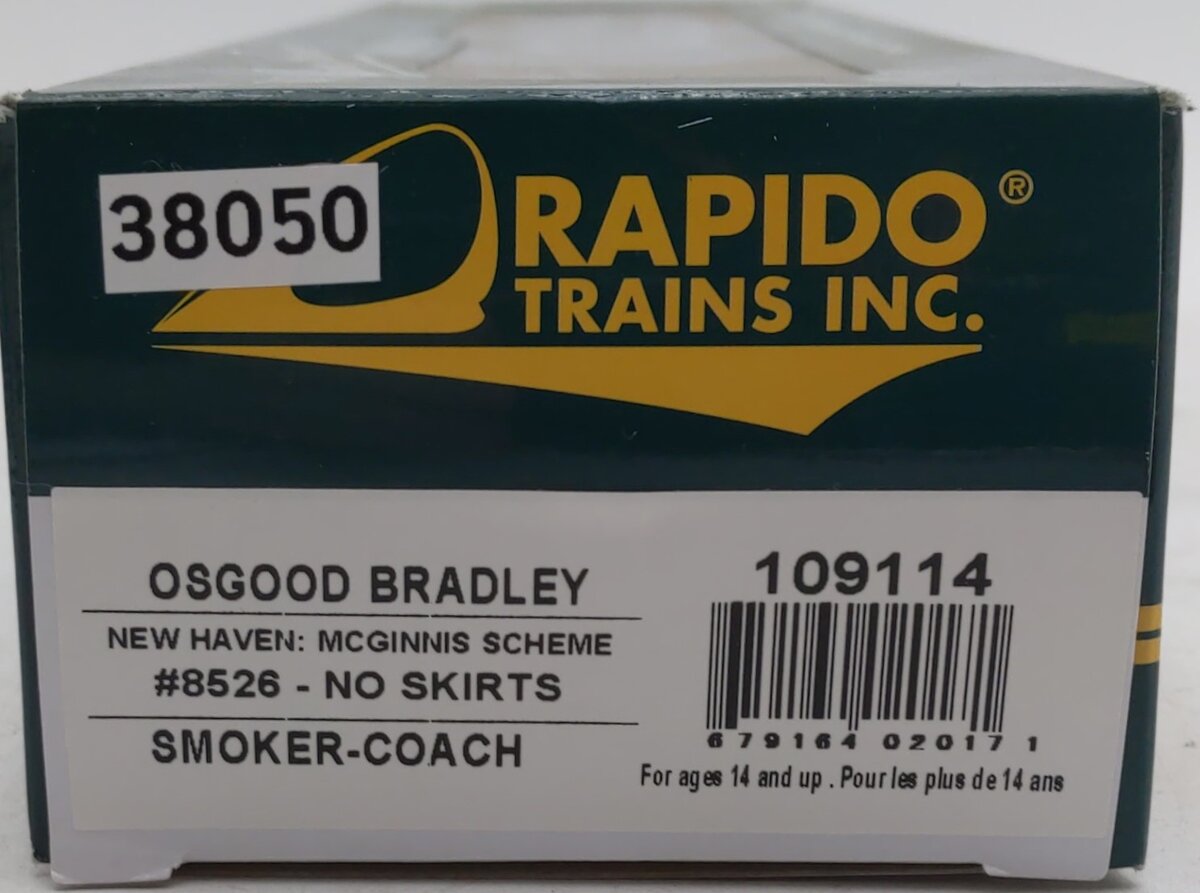 Rapido Trains 109114 HO Scale New Haven 10-Window Smoker Coach, No Skirt #8526