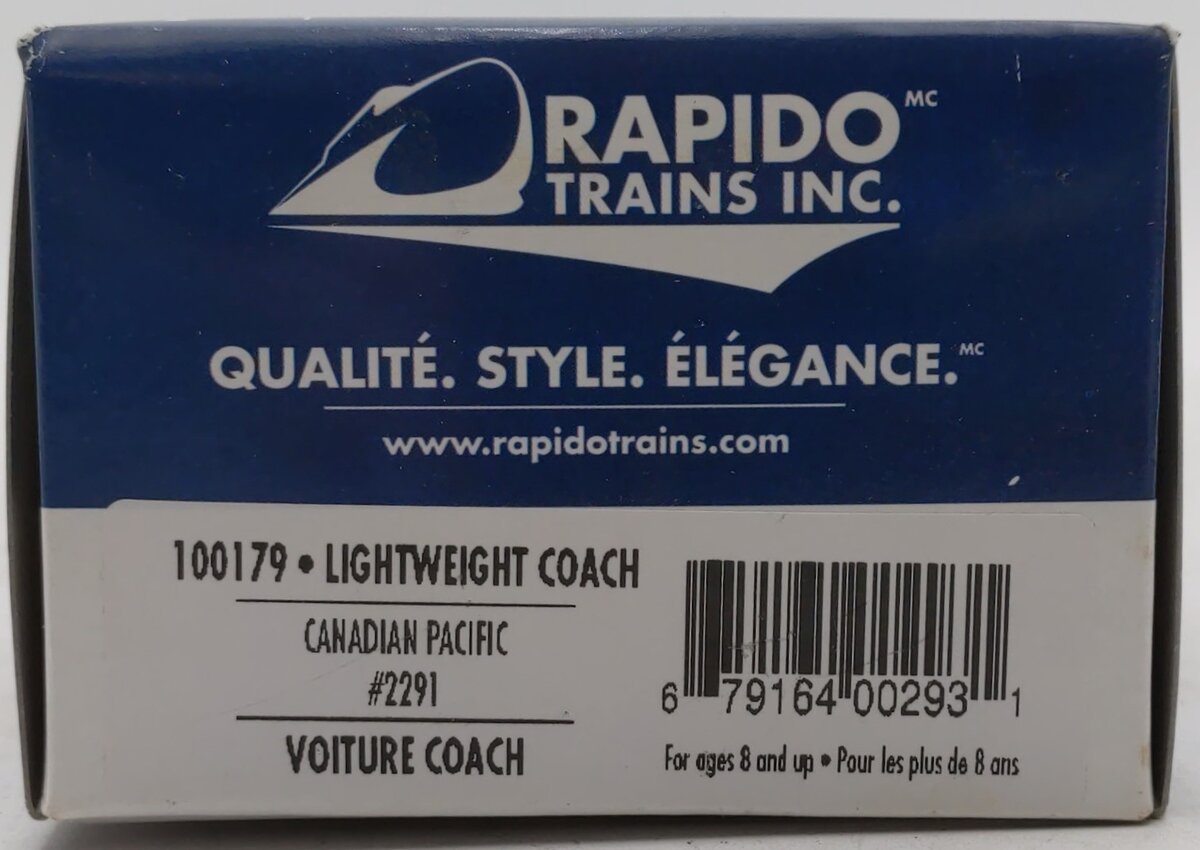 Rapido Trains 100179 HO Scale Canadian Pacific Coach Car #2291 EX/Box