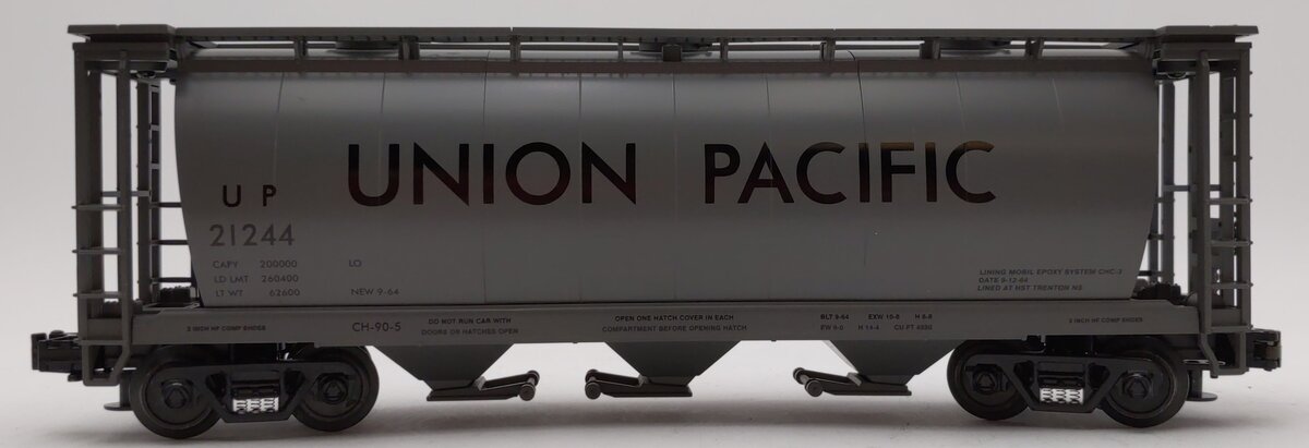 MTH 20-97417 O Gauge Union Pacific Cylindrical 3-Bay Hopper #21244 LN/Box