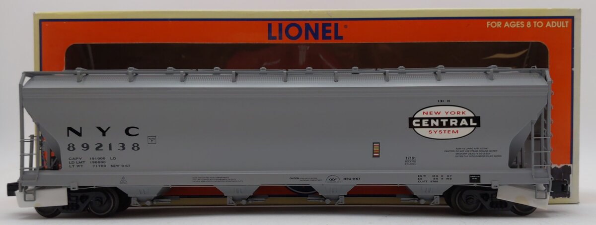 Lionel 6-17181 O Gauge New York Central ACF 4-Bay Hopper #892138 EX/Box