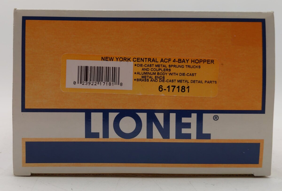 Lionel 6-17181 O Gauge New York Central ACF 4-Bay Hopper #892138 EX/Box