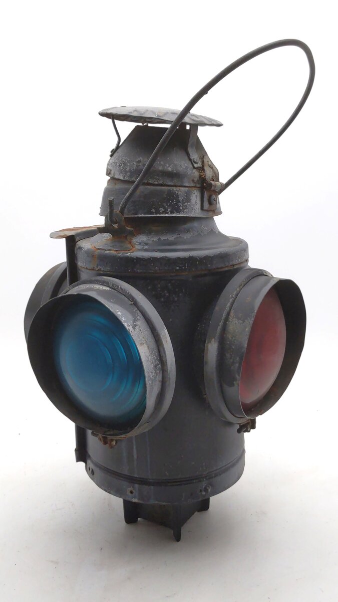Dressel Vintage St. Louis Handlan 4-Way Railroad Switch Marker Lantern
