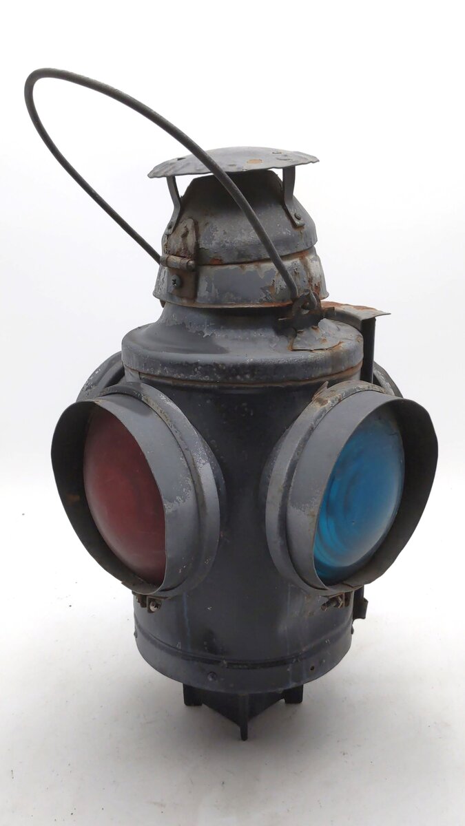 Dressel Vintage St. Louis Handlan 4-Way Railroad Switch Marker Lantern