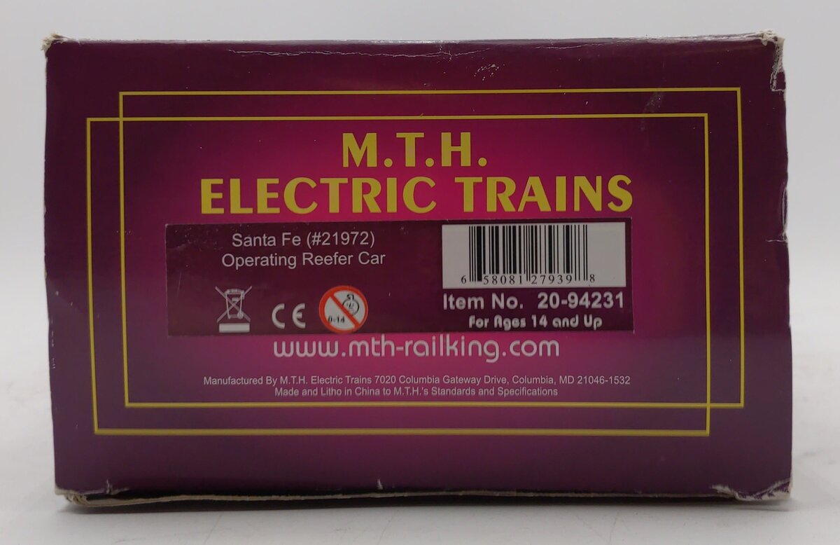 MTH 20-94231 O Gauge Atchison Topeka Santa Fe Operating Reefer Car #21972