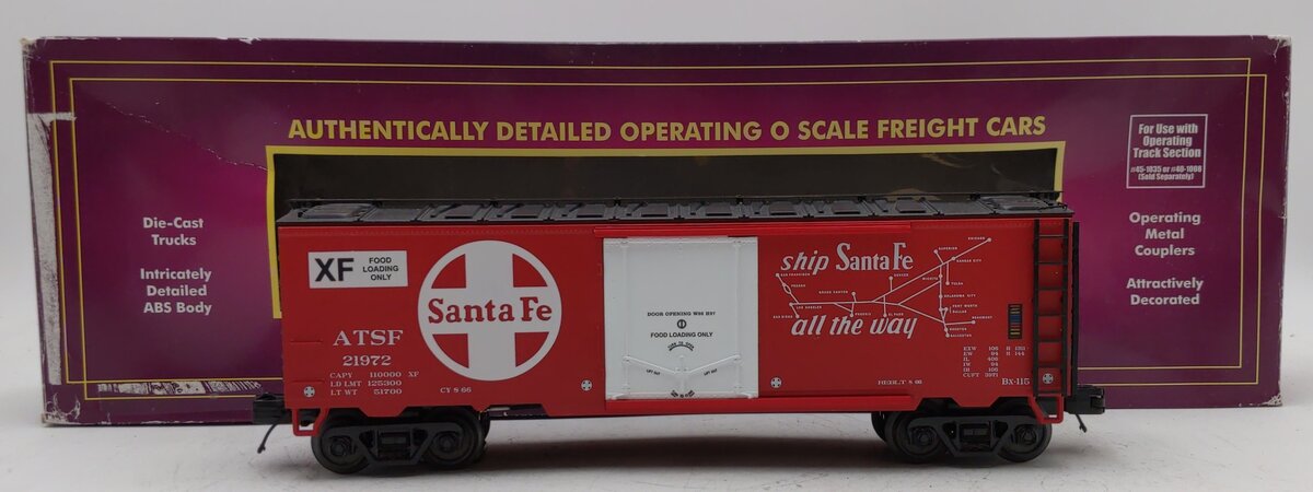 MTH 20-94231 O Gauge Atchison Topeka Santa Fe Operating Reefer Car #21972
