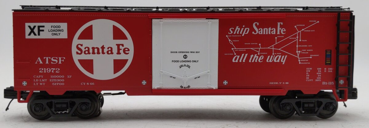MTH 20-94231 O Gauge Atchison Topeka Santa Fe Operating Reefer Car #21972