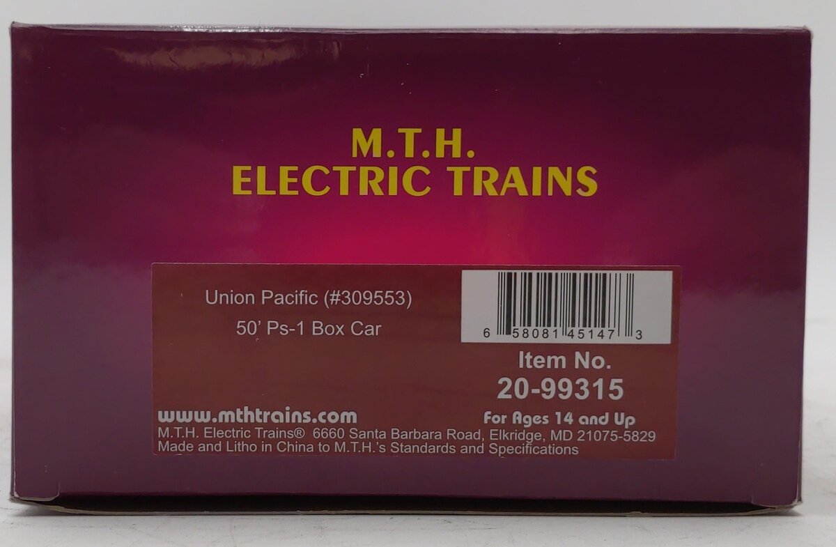 MTH 20-99315 O Gauge Union Pacific PS-1 Youngstown Door Boxcar #309553