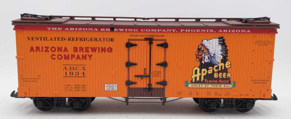 USA Trains R16008A G Apache Beer U.S. Refrigerator Cars (Orange/ BC Red) #1934