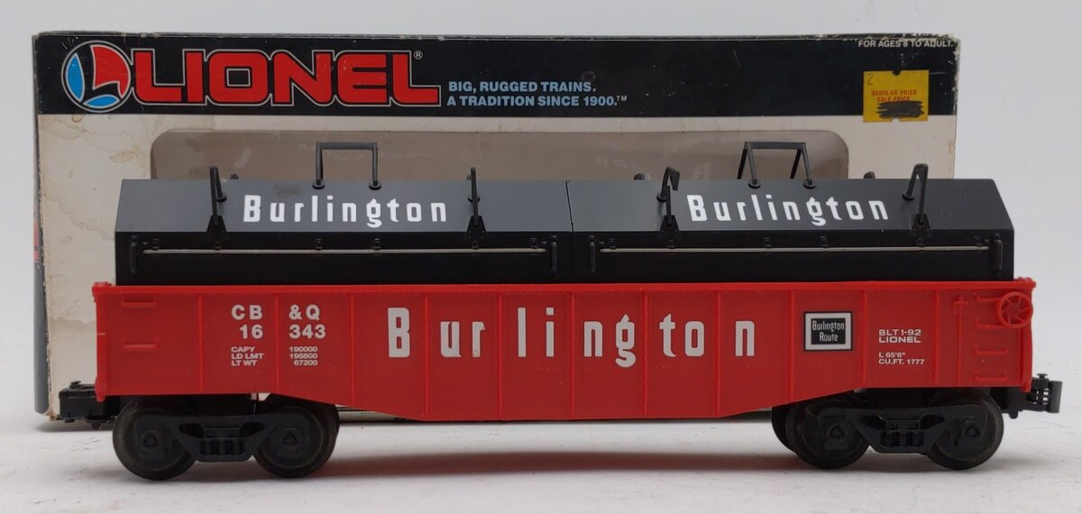 Lionel 6-16343 O Gauge Burlington Gondola w/Coil Covers LN/Box