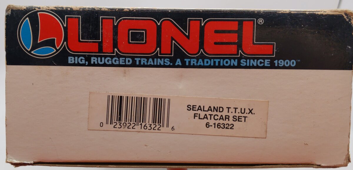 Lionel 6-16322 O Gauge TTUX Flatcar with 2 Sealand Trailers #16321, #16322 EX/Box