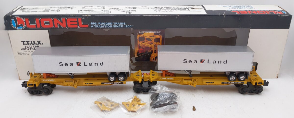 Lionel 6-16322 O Gauge TTUX Flatcar with 2 Sealand Trailers #16321, #16322 EX/Box