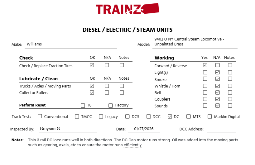 O BRASS NY Central J3a 4-6-4 Steam Locomotive - Unpainted EX