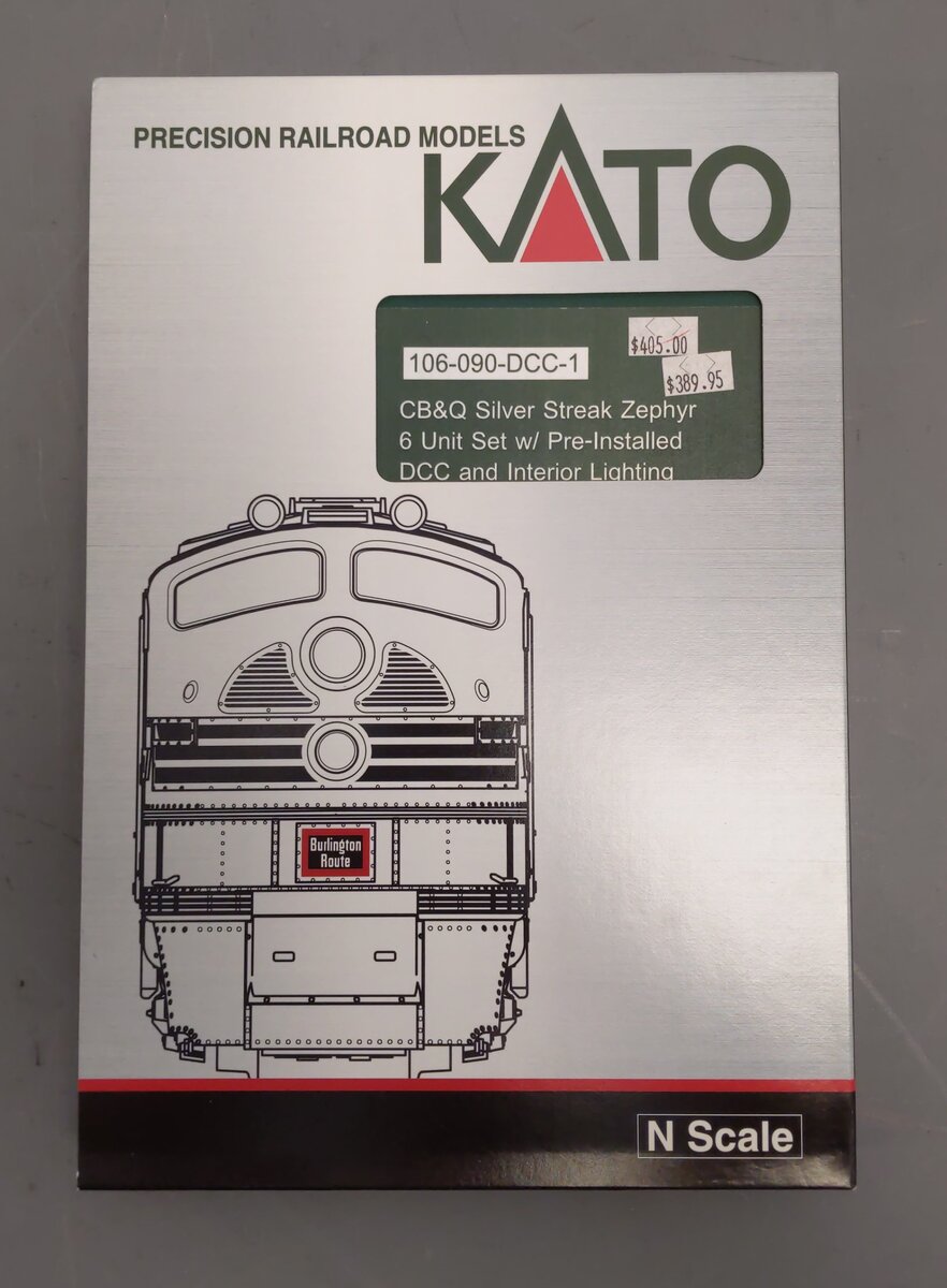 Kato 106-090-DCC N Scale CB&Q & Silver Streak Zephyr Diesel Passenger Train Set LN/Box