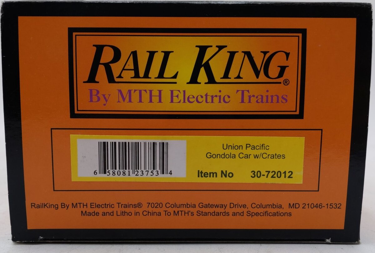 MTH 30-72012 O Gauge Union Pacific Gondola Car w/ Crates #31037 LN/Box