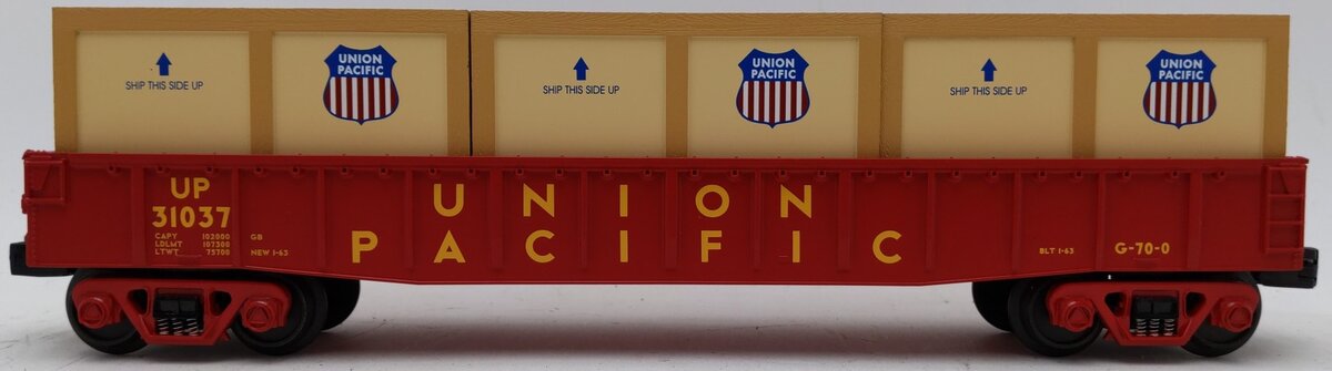 MTH 30-72012 O Gauge Union Pacific Gondola Car w/ Crates #31037 LN/Box
