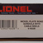 Lionel 6-16328 O Gauge Nickle Plate Road Gondola w/Cable Reels
