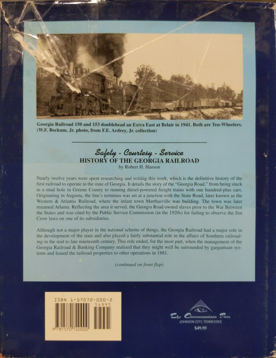 History of the Georgia Railroad Hardcover Book By Robert H. Hanson