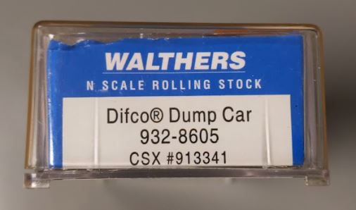 Walthers 932-8605 N Scale CSXT Difco Dump Car #913341 LN/Box