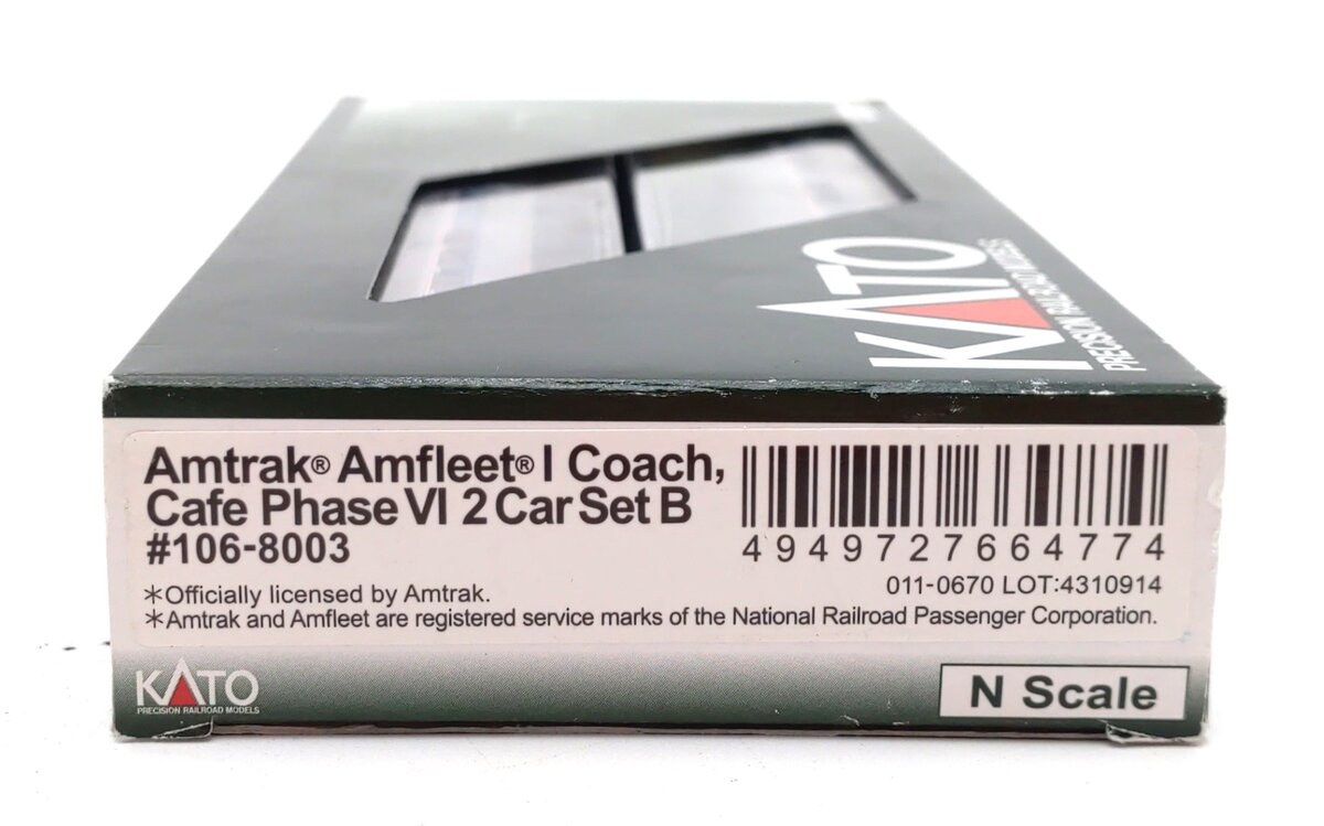 Kato 106-8003 N Amtrak Amfleet I Phase VI Set B (Set of 2) LN/Box