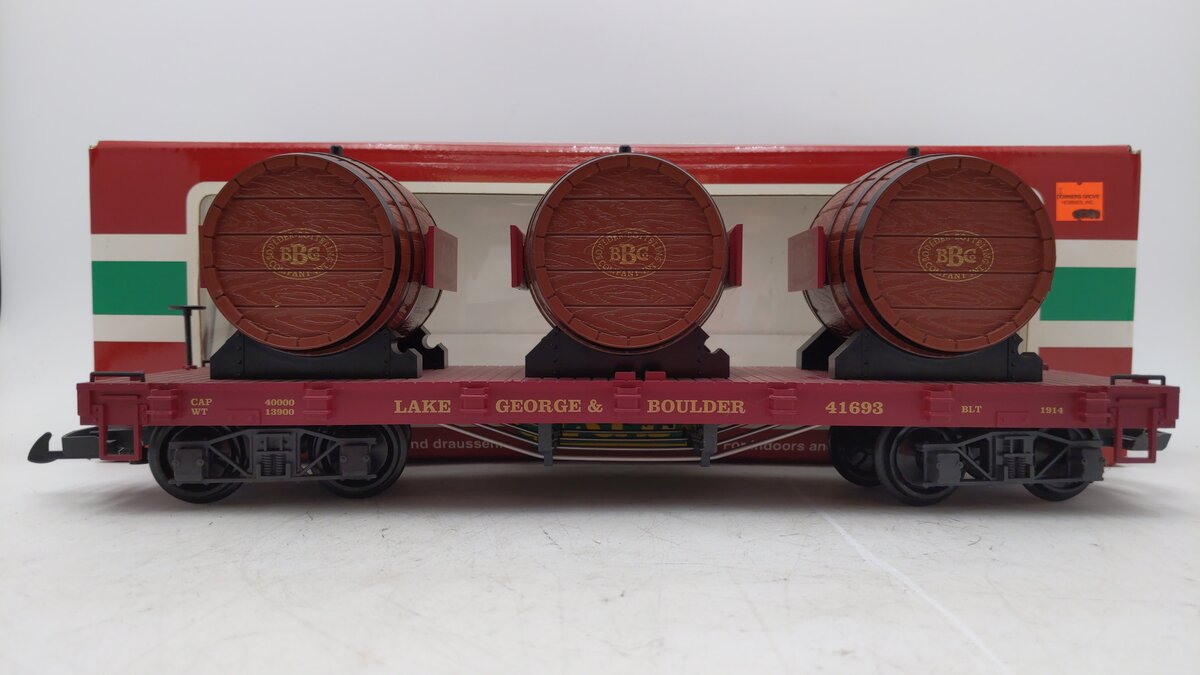 LGB 41693 G Scale LG&B Flatcar with Barrels LN/Box