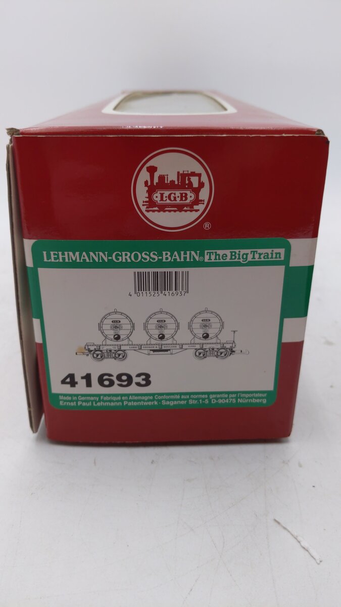 LGB 41693 G Scale LG&B Flatcar with Barrels LN/Box