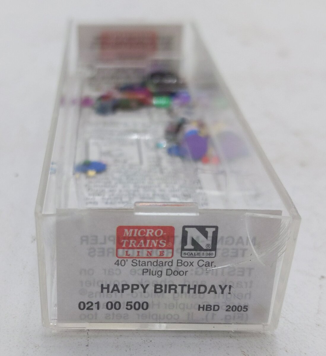 Micro-Trains 02100500 N Happy Birthday Car 40' Standard Plug Door Boxcar #2005 LN/Box