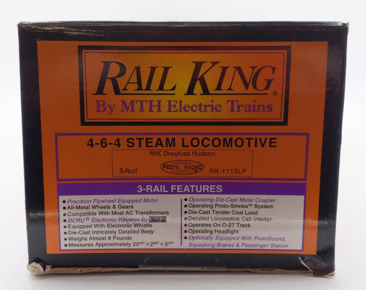 MTH 30-1113-1 O NYC 4-6-4 Dreyfuss Hudson Steam Locomotive & Tender #5445 w/PS1 LN/Box