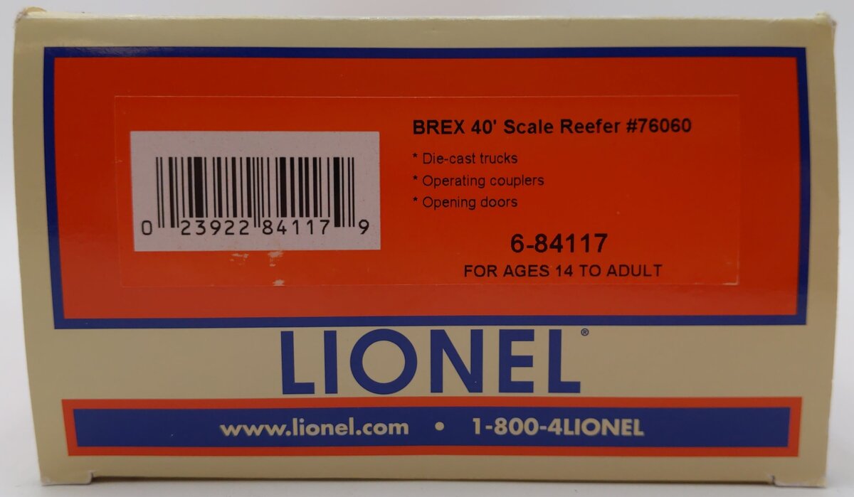Lionel 6-84117 O Burlington Northern 40' Steel Reefer LN/Box