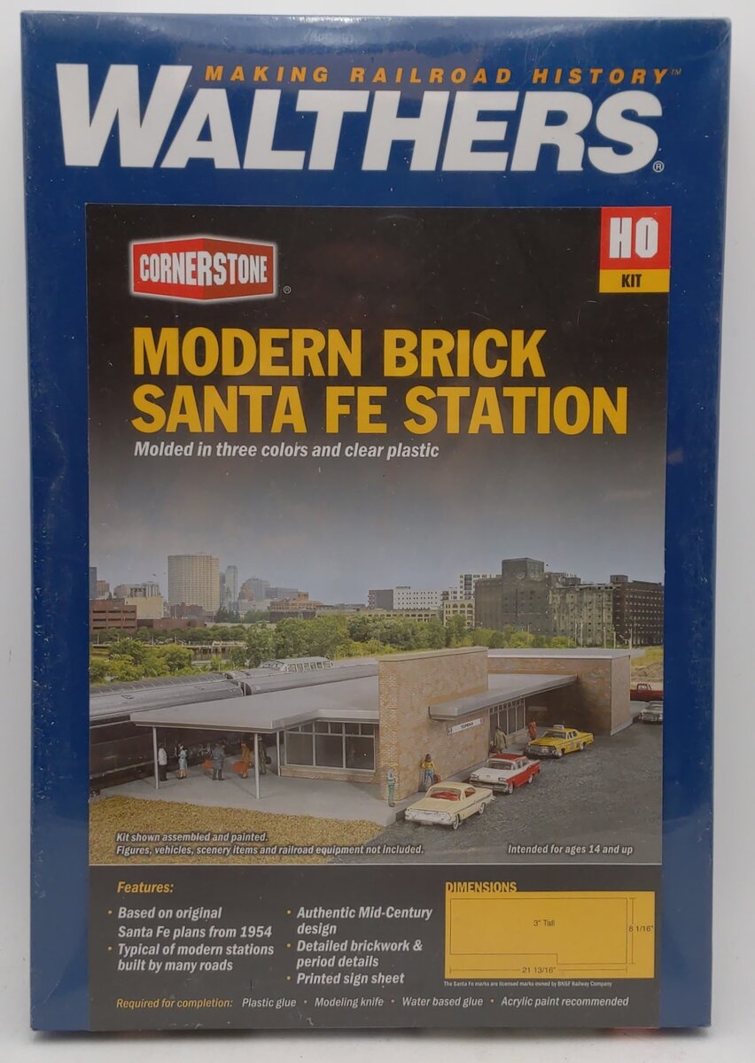 Walthers 933-4064 HO Modern Brick Santa Fe Station Commercial Building Kit