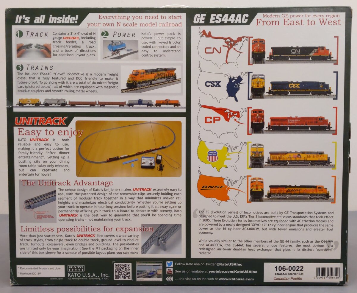 Kato 106-0023 UP GE ES44AC GEVO & Mixed Freight N Gauge Starter Set