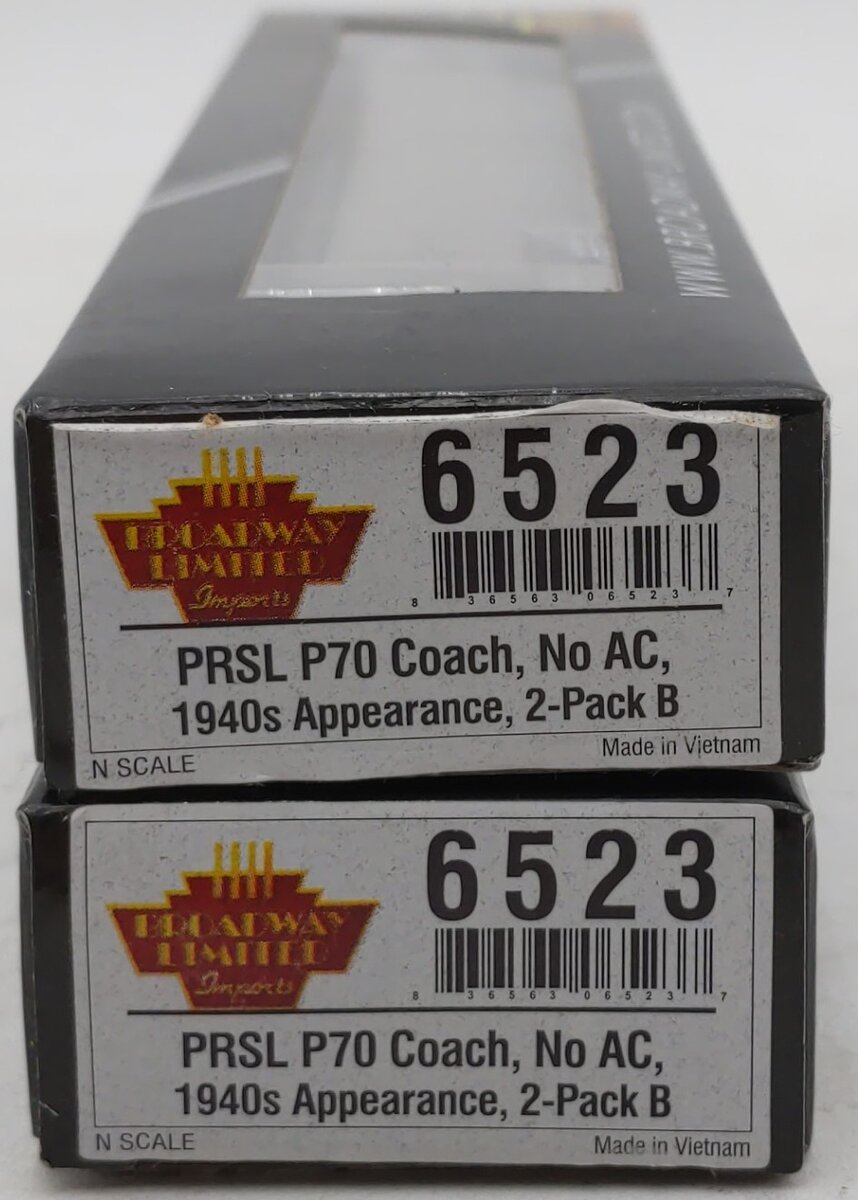 Broadway Limited 6523 N Pennsylania PRSL P70 Coach No AC 1940's B (Pack of 2)