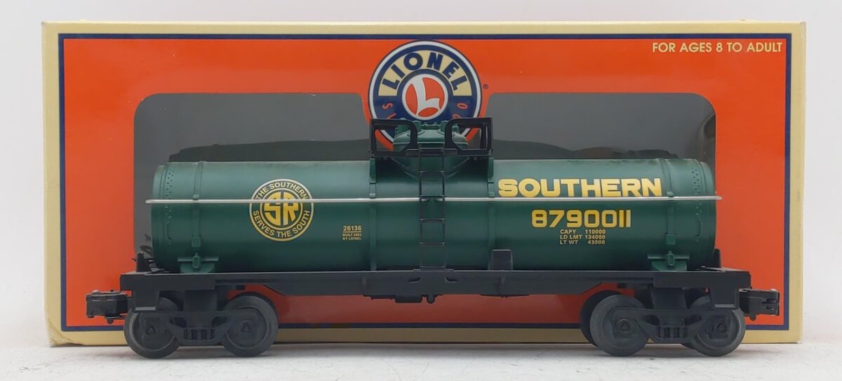 Lionel 6-26136 O Gauge Southern Single Dome Tank Car #8790011 NIB