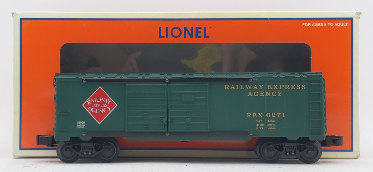 Lionel 6-26869 O Gauge Railway Express Agency Jumping Hobo Operating Boxcar MT/Box